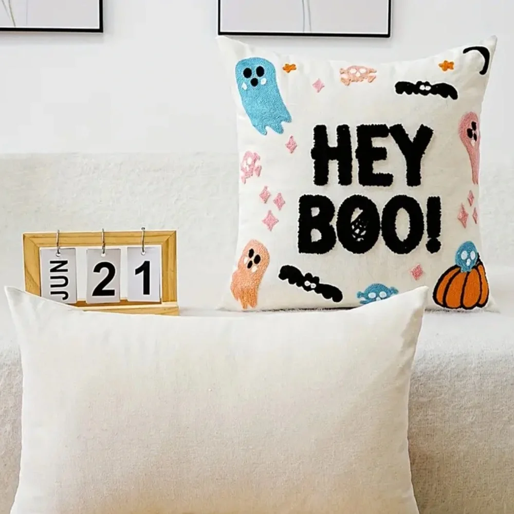 Halloween Embroidered Throw Pillow Cover Living Room Decor 18x18